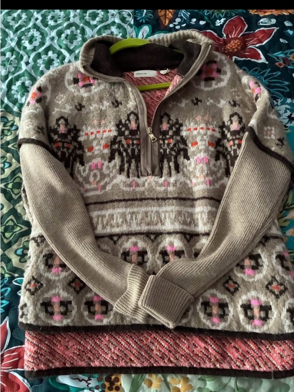 Sleeping on Snow Multi-Color Zip Front Sweater Jacket xs